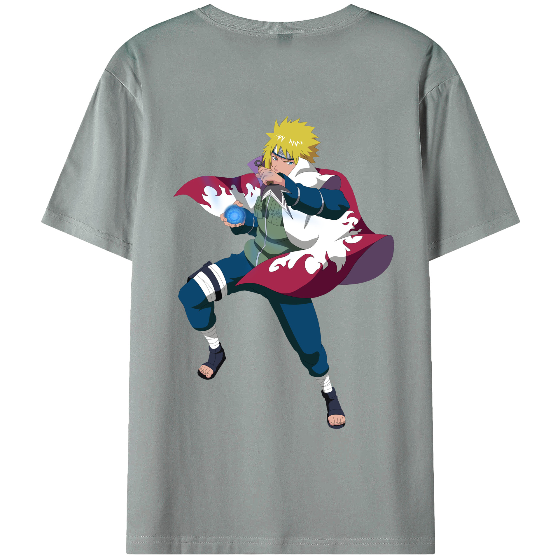 （画像用） NARUTO -ナルト- 波風 ミナト Namikaze Minato 綿100％ メンズ半袖Tシャツ（バックプリント） 通気性